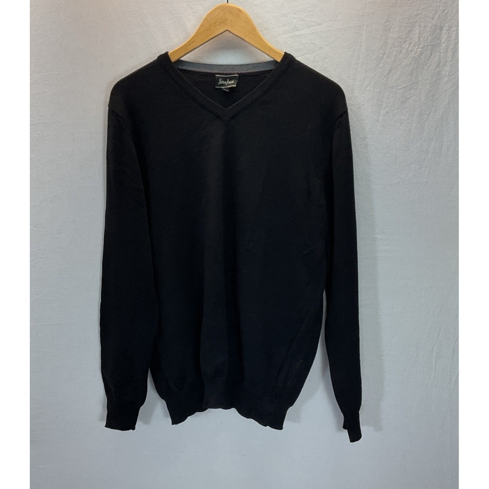 Neiman Marcus 100% Merino Wool Sweater Men's LG V-Neck Sweater Preppy‎ Italy